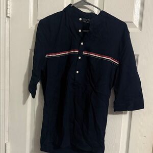Navy Blue XL Youth Shirt with Red and White Stripes